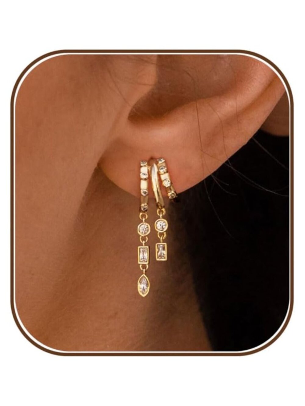 14K Gold Plated Dangle Drop Earrings Hypoallergenic Statement Huggie